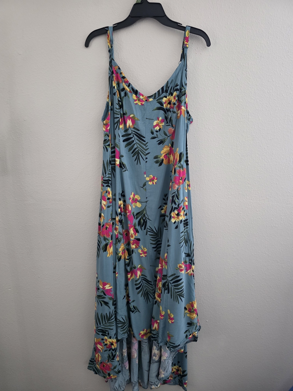 torrid Teal Floral Slip Dress with Pink and Yellow Accents